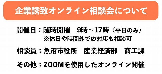 企業誘致オンライン相談会の詳細情報