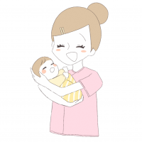 助産師さんと赤ちゃんの絵