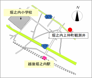 堀之内地区の水位観測井の位置図