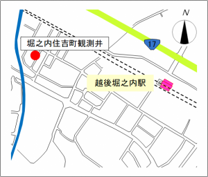 堀之内地区の水位観測井の位置図