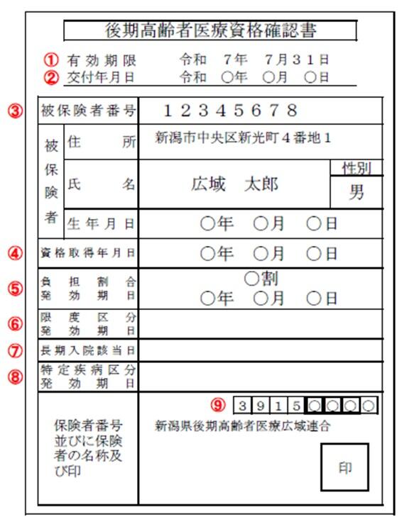 資格確認書見本
