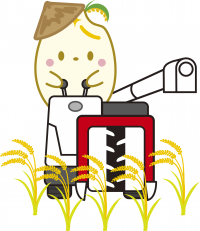 稲刈りをするうおぬまっち