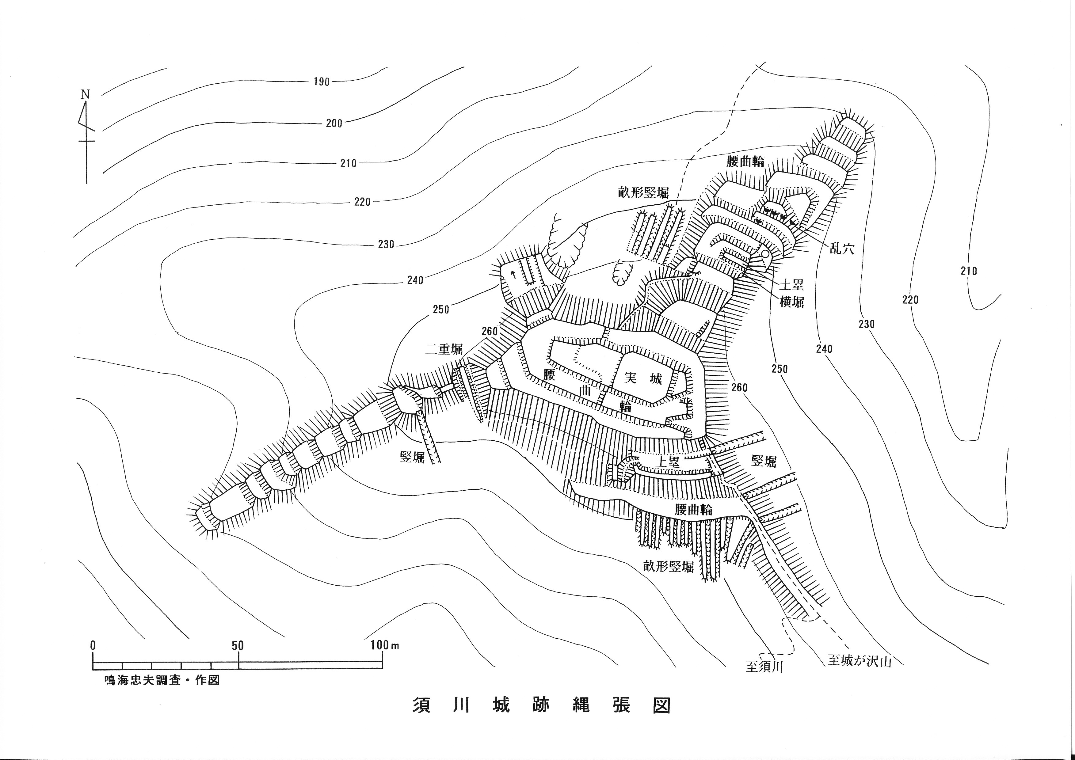 須川城 縄張り図